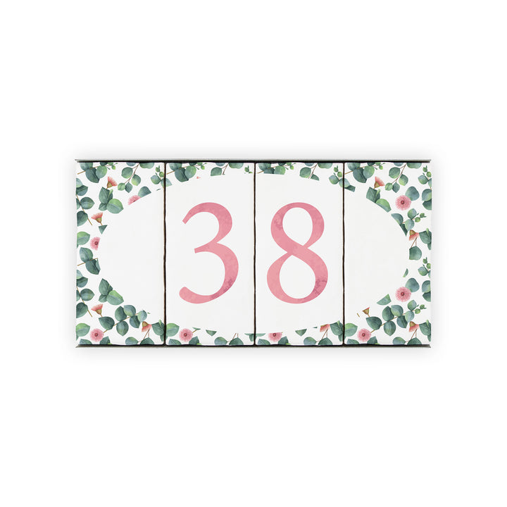 Ceramic Tile House Number - Blossom Design - Two Number Set
