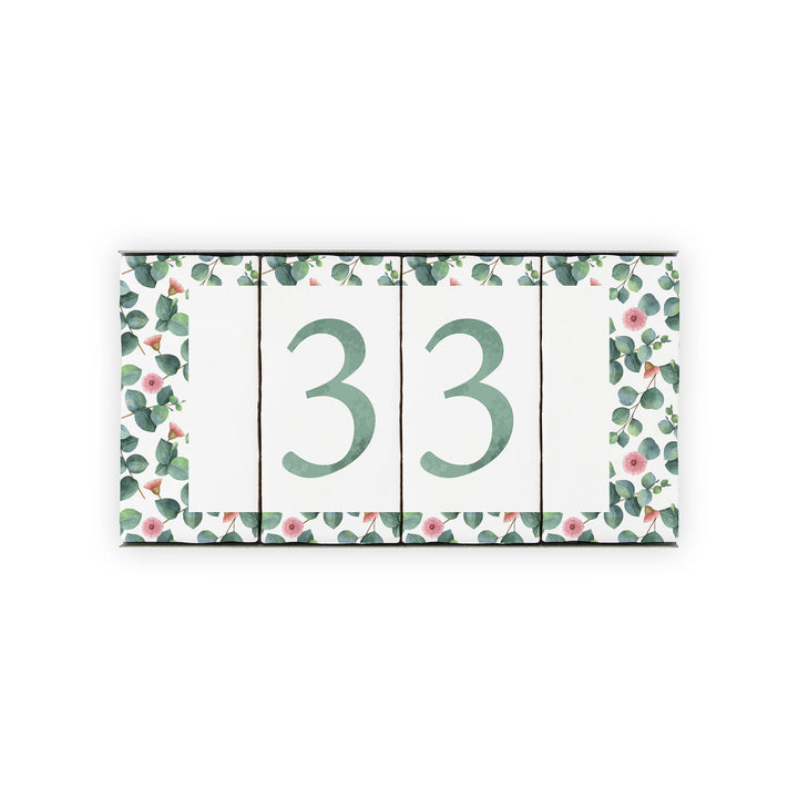 Ceramic Tile House Number - Blossom Design - Two Number Set