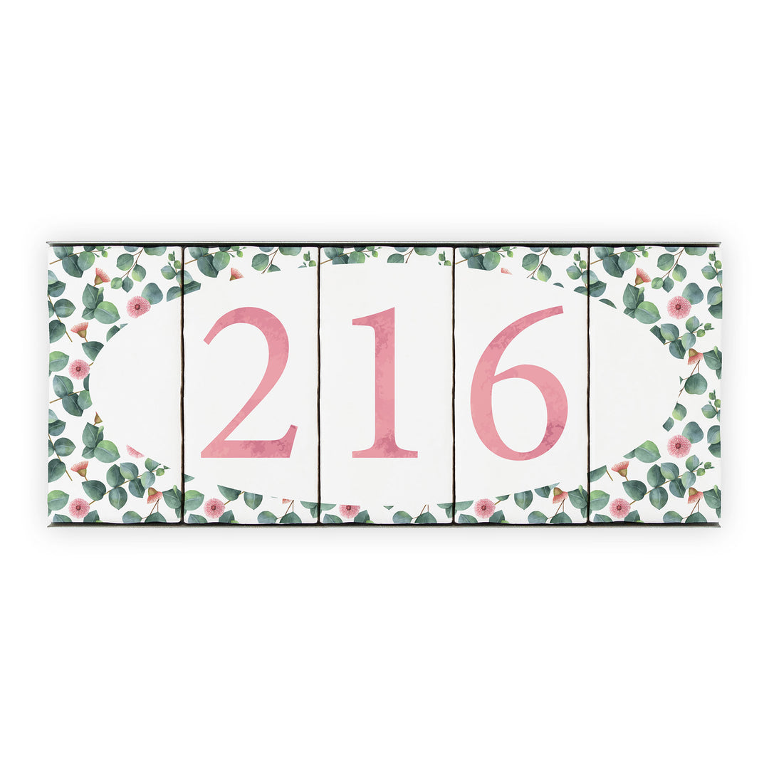 Ceramic Tile House Number - Blossom Design - Three Number Set