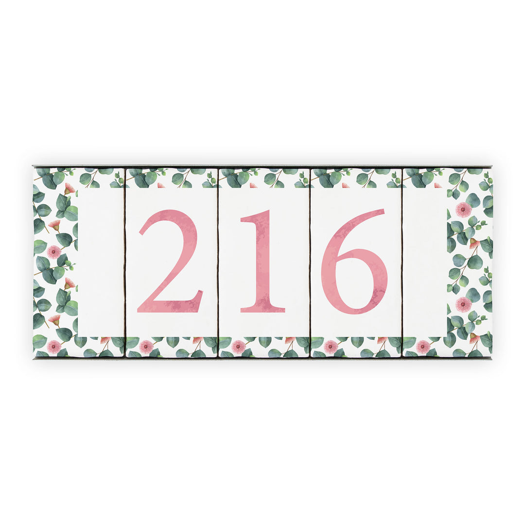 Ceramic Tile House Number - Blossom Design - Three Number Set