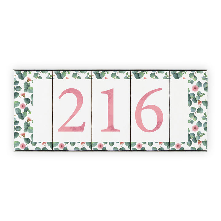 Ceramic Tile House Number - Blossom Design - Three Number Set
