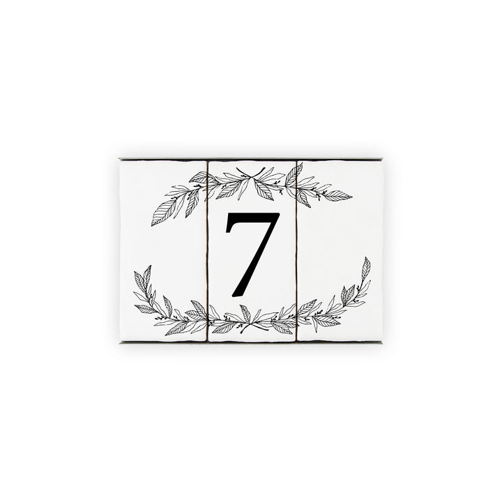 Ceramic Tile House Number - Hand Drawn Floral  Design - One Number Set