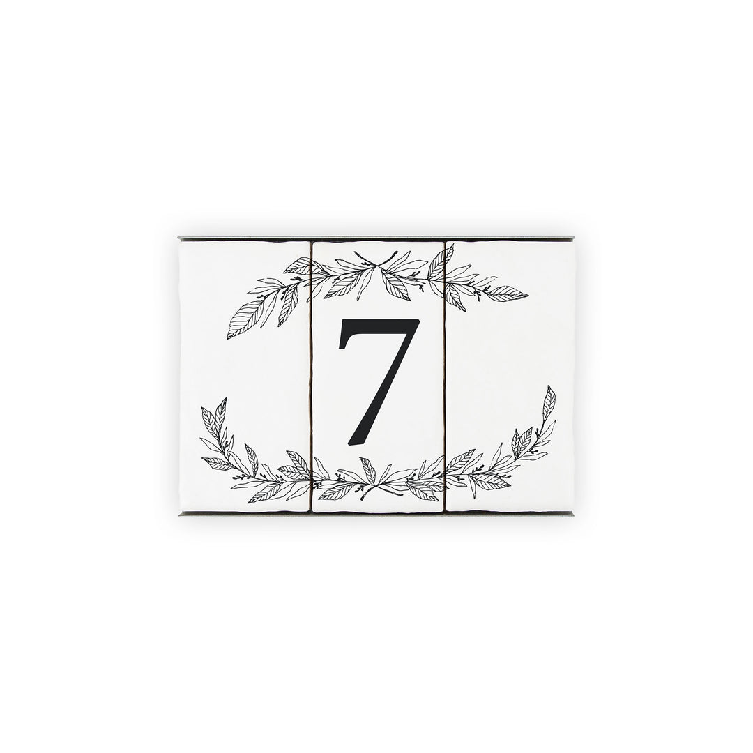 Ceramic Tile House Number - Hand Drawn Floral  Design - One Number Set