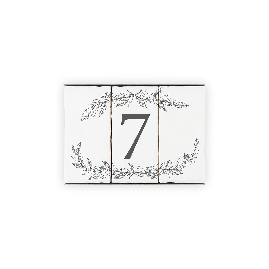 Ceramic Tile House Number - Hand Drawn Floral  Design - One Number Set
