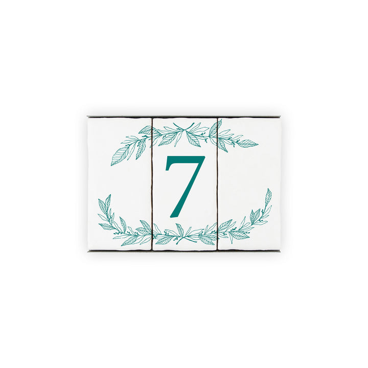 Ceramic Tile House Number - Hand Drawn Floral  Design - One Number Set