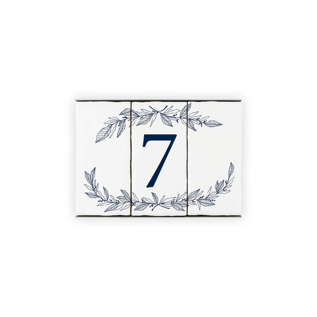 Ceramic Tile House Number - Hand Drawn Floral  Design - One Number Set