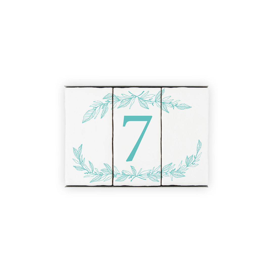 Ceramic Tile House Number - Hand Drawn Floral  Design - One Number Set