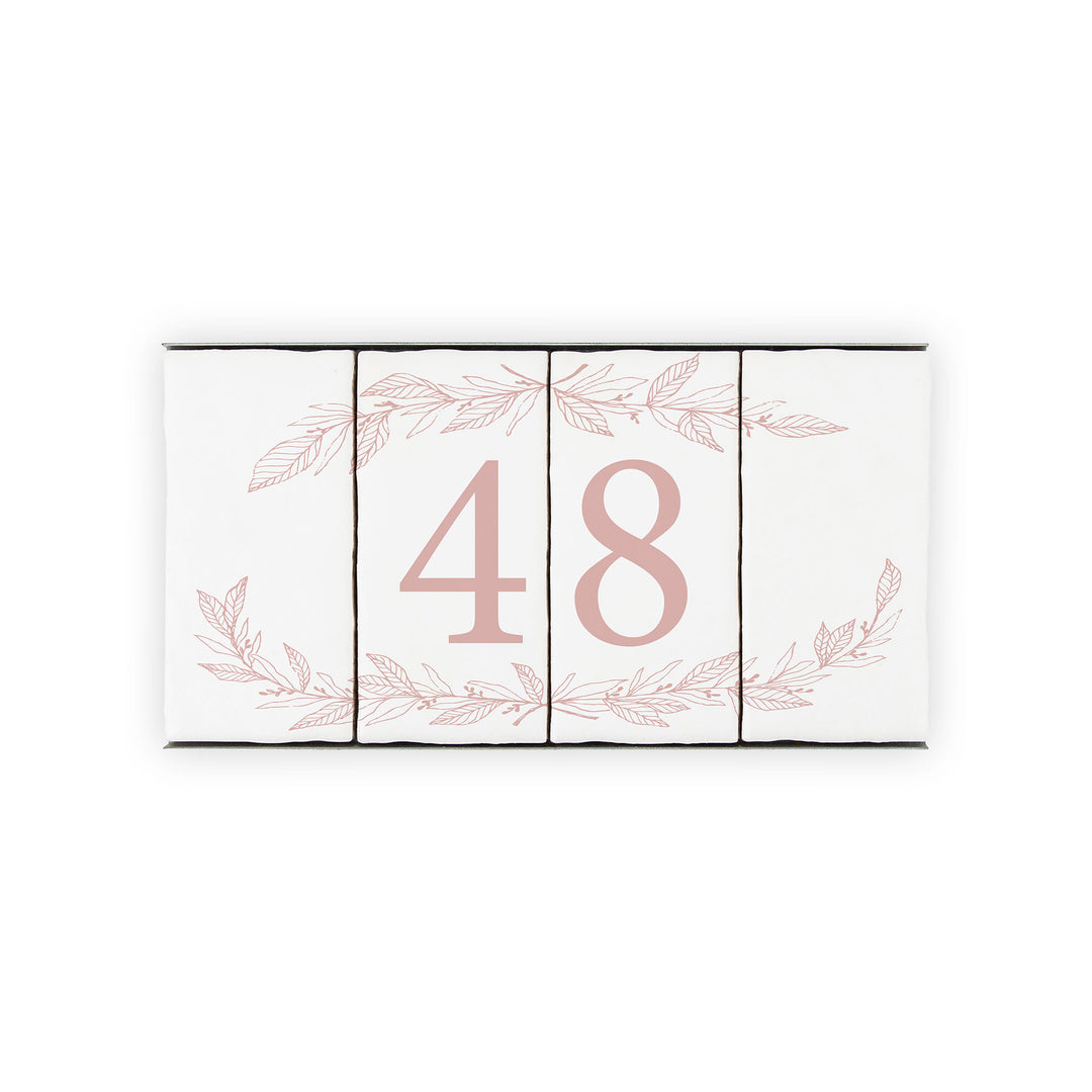 Ceramic Tile House Number - Hand Drawn Floral Design - Two Number Set