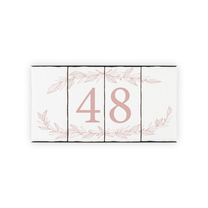 Ceramic Tile House Number - Hand Drawn Floral Design - Two Number Set