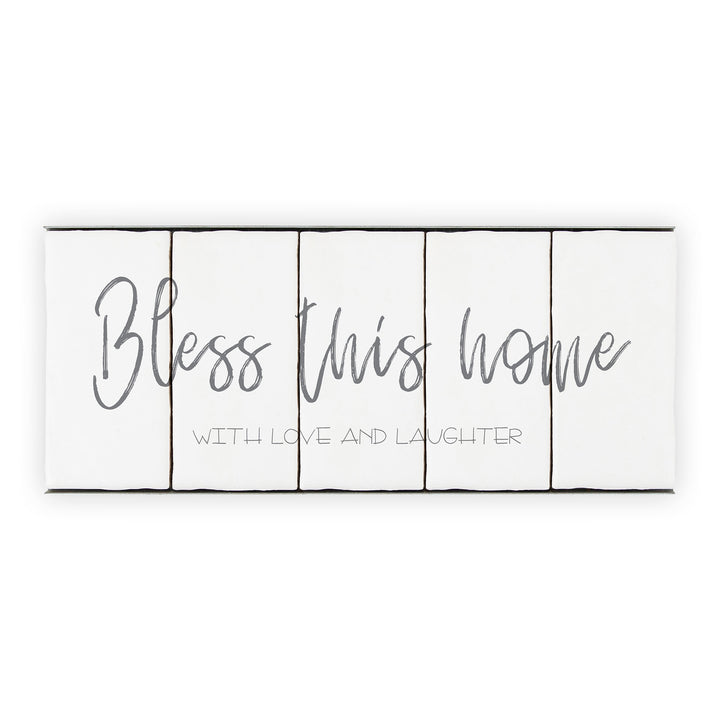 Ceramic Tile Home Sign - Bless This Home - 5 Tile Set