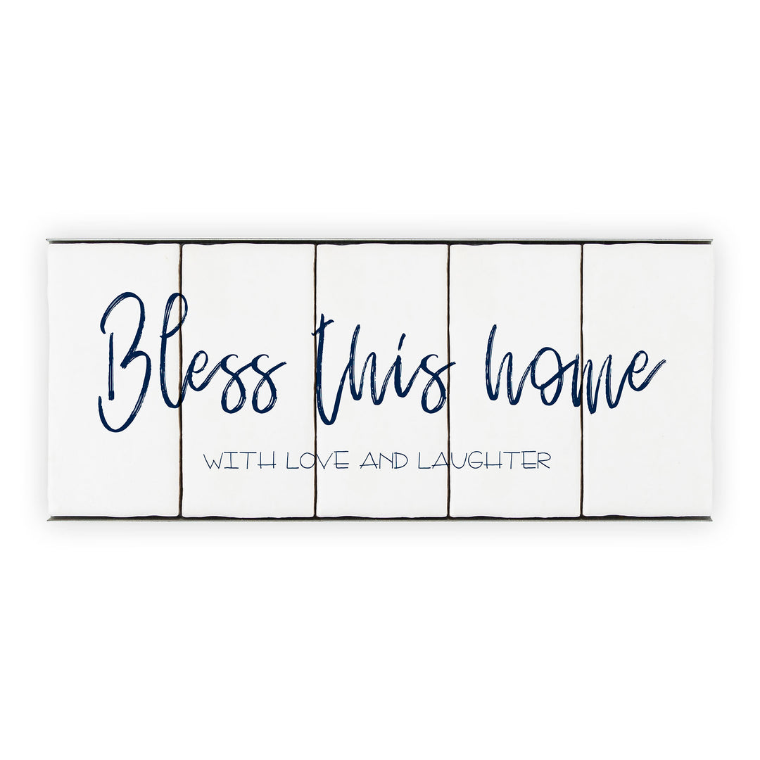 Ceramic Tile Home Sign - Bless This Home - 5 Tile Set