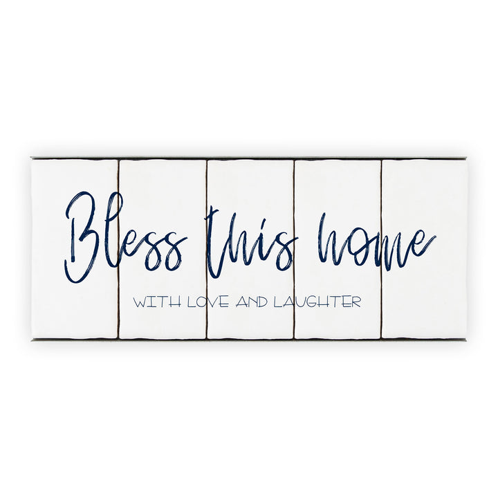 Ceramic Tile Home Sign - Bless This Home - 5 Tile Set