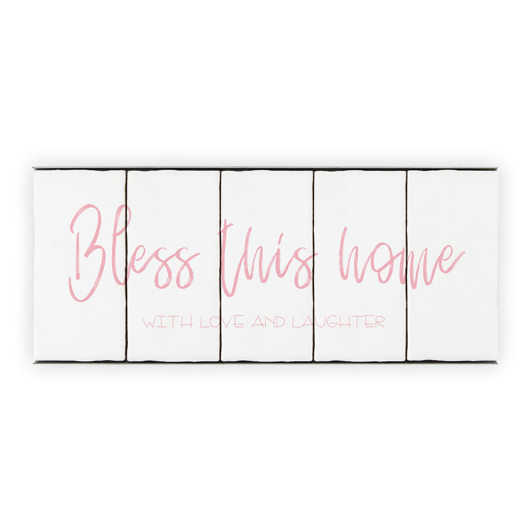 Ceramic Tile Home Sign - Bless This Home - 5 Tile Set