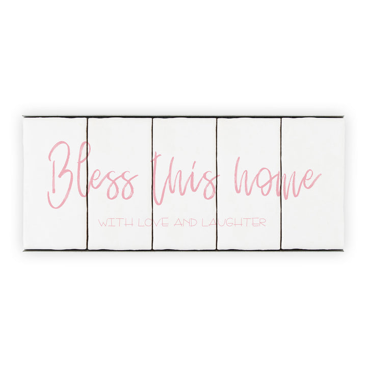 Ceramic Tile Home Sign - Bless This Home - 5 Tile Set