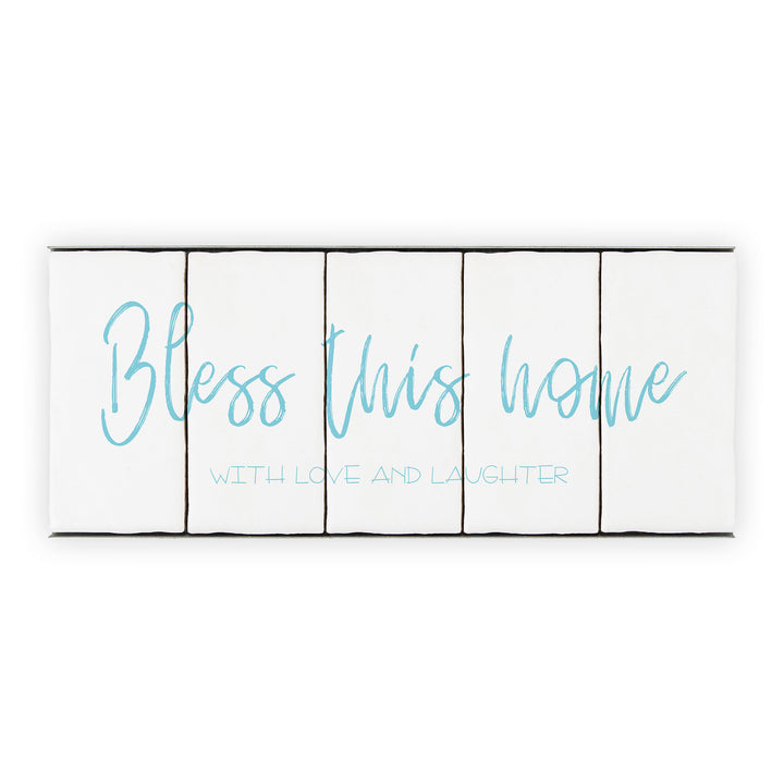 Ceramic Tile Home Sign - Bless This Home - 5 Tile Set