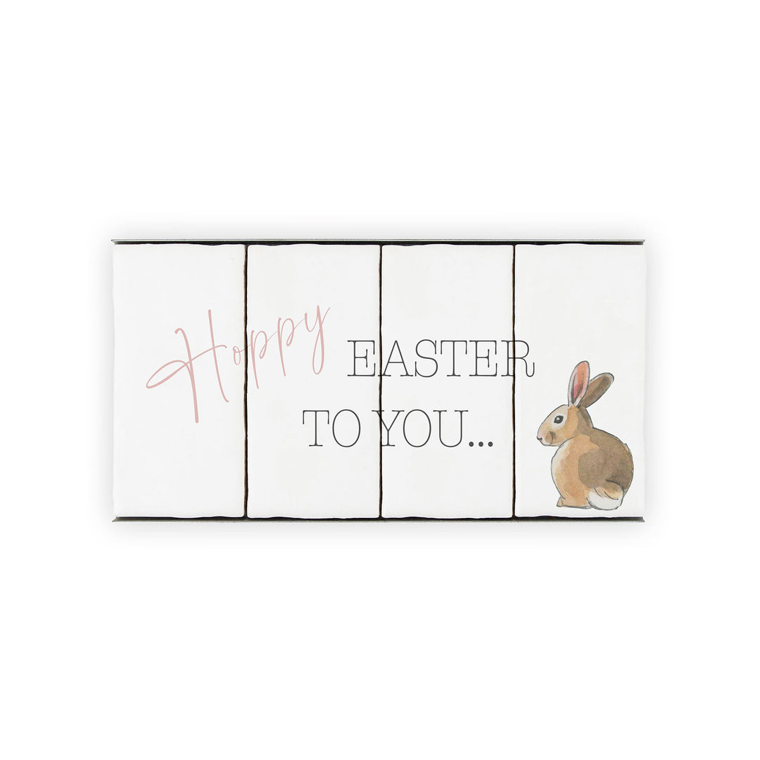 Ceramic Tile Home Sign - Hoppy Easter - 4 Tile Set