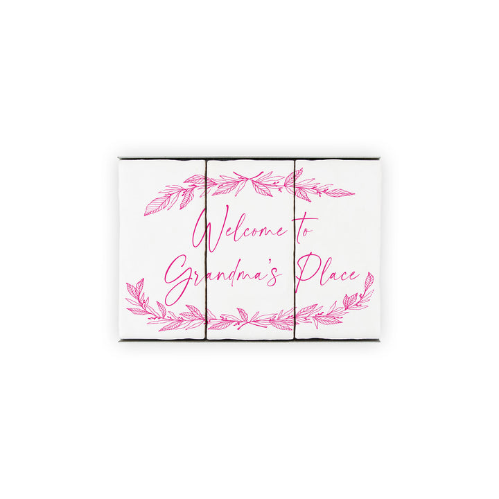 Ceramic Tile Home Sign - Welcome to Grandma's Place - 3 Tile Set
