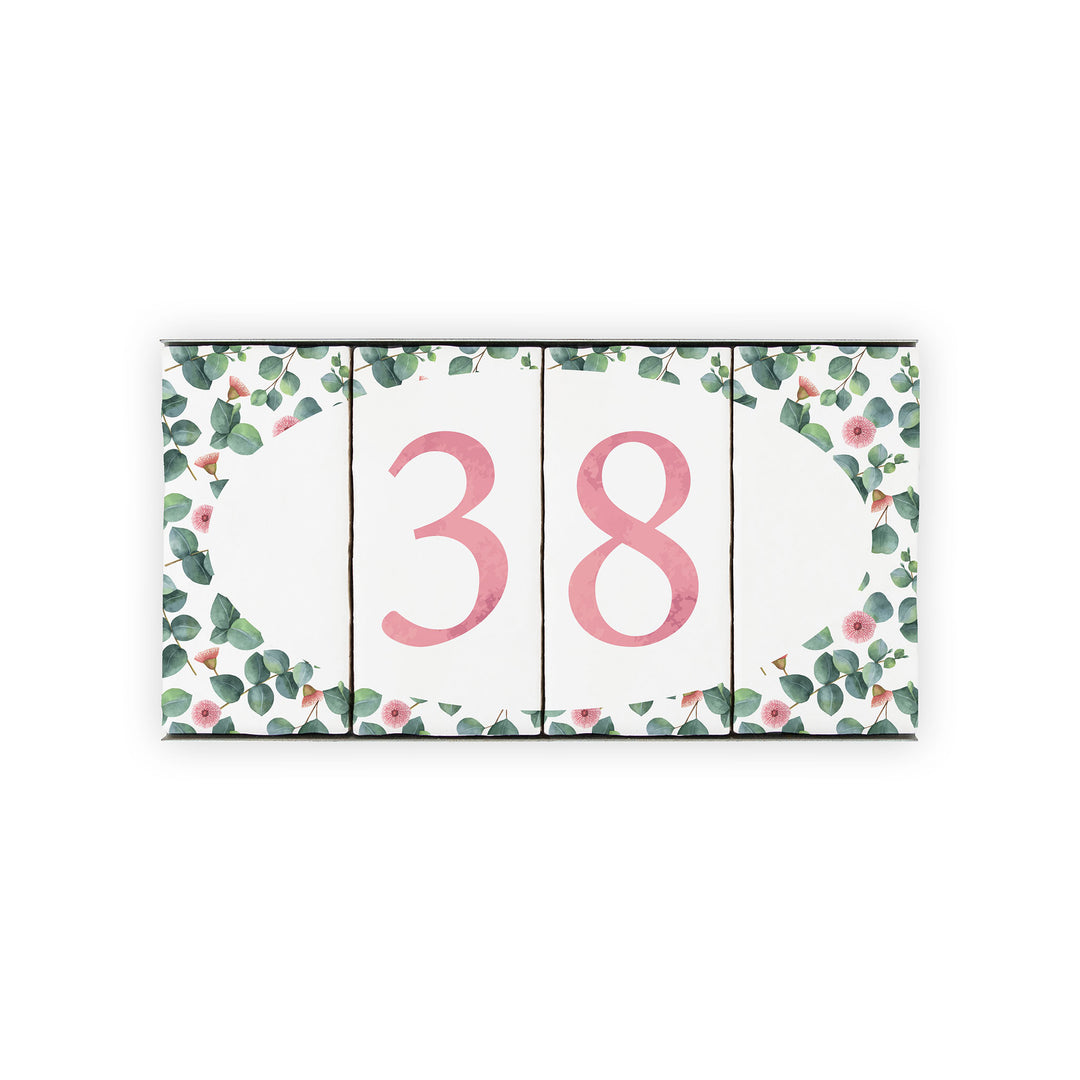 Ceramic Tile House Number - Blossom Design - Two Number Set