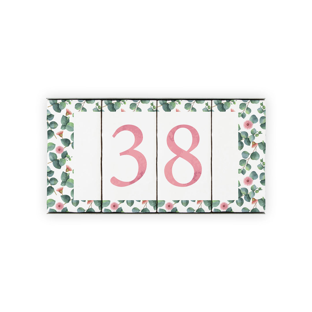 Ceramic Tile House Number - Blossom Design - Two Number Set