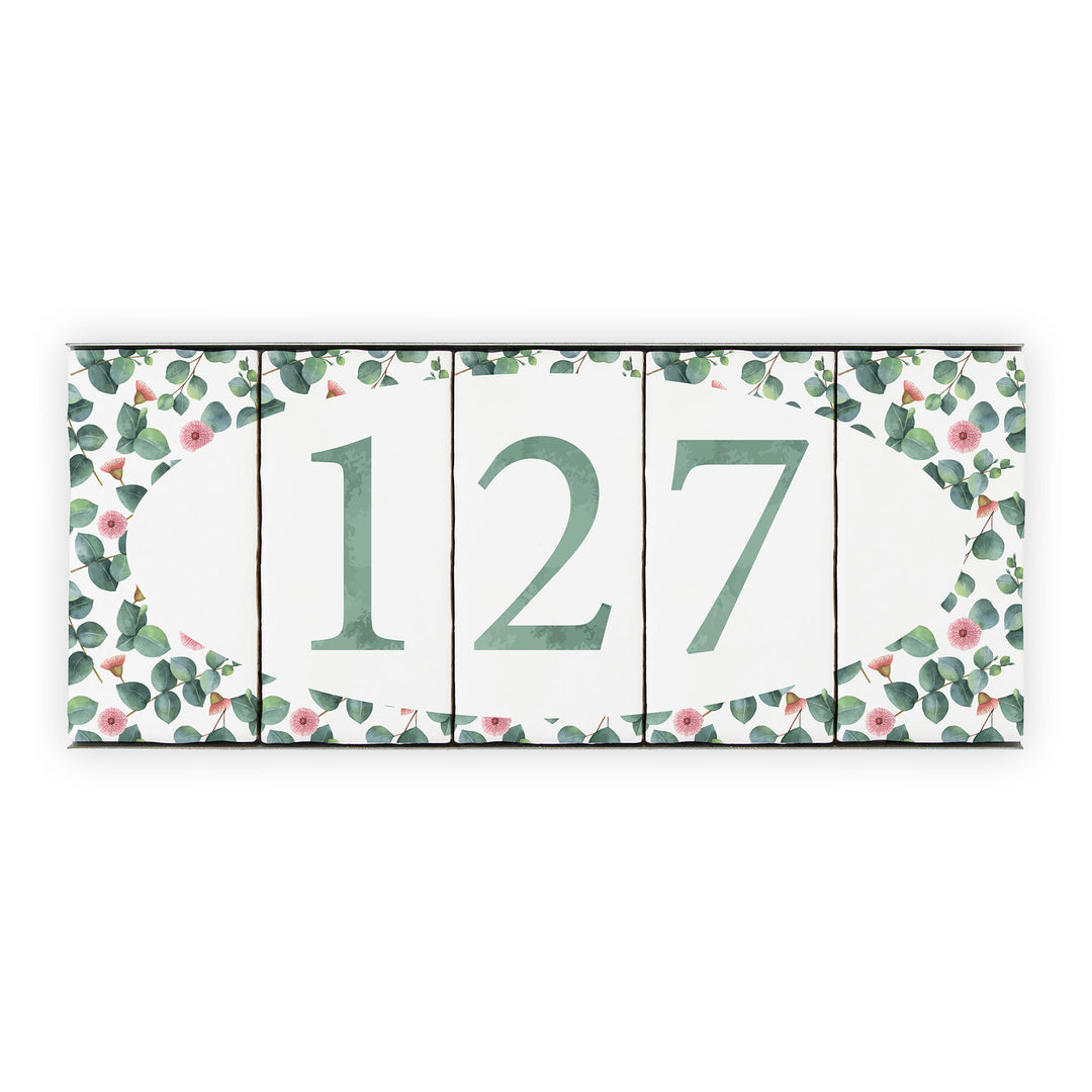 Ceramic Tile House Number - Blossom Design - Three Number Set