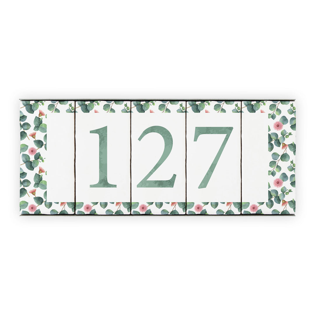 Ceramic Tile House Number - Blossom Design - Three Number Set