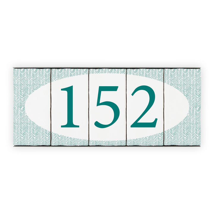 Ceramic Tile House Number - Chevron Design - Three Number Set