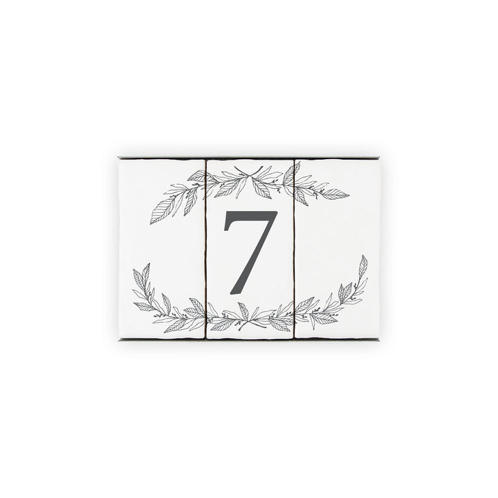 Ceramic Tile House Number - Hand Drawn Floral  Design - One Number Set