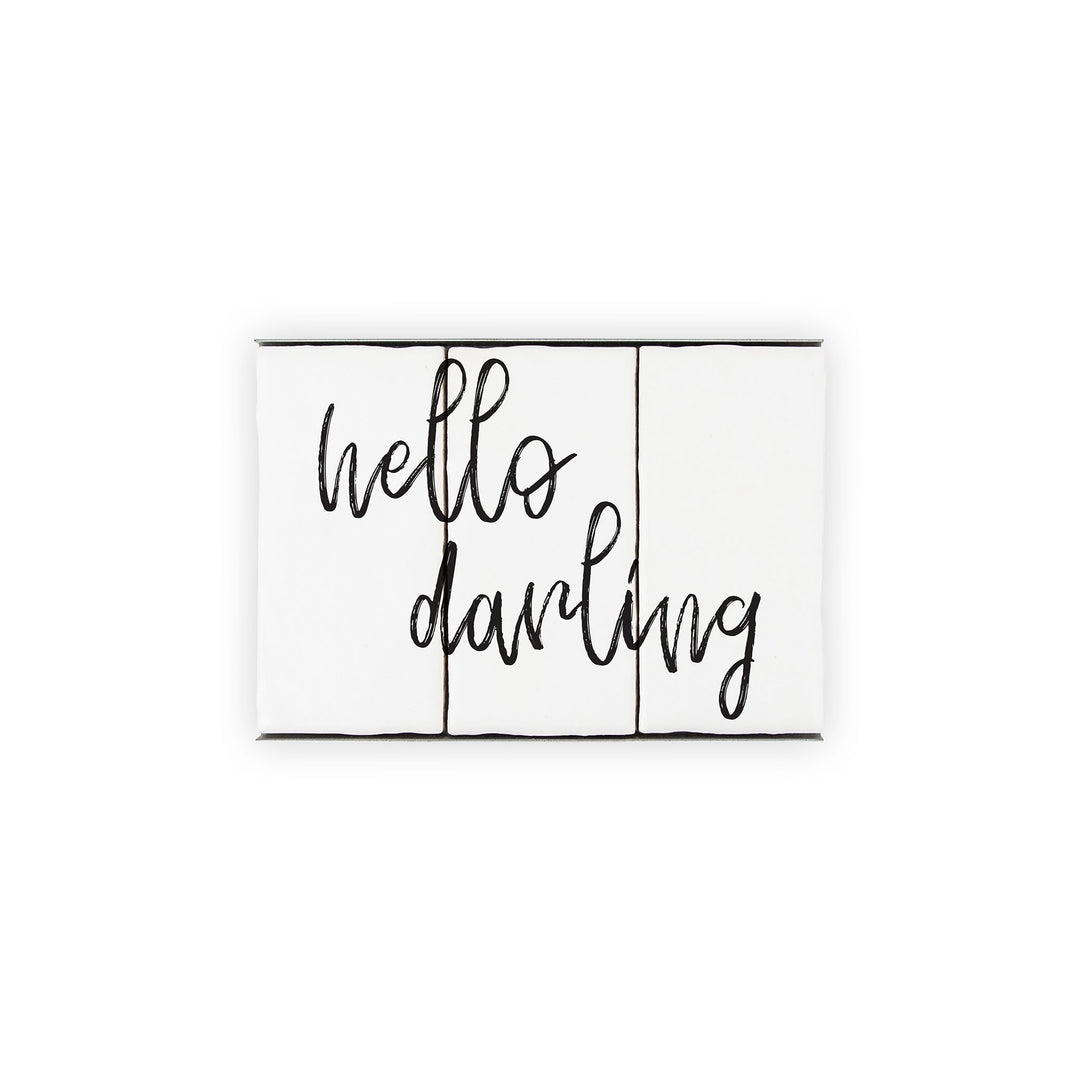 Ceramic Tile Home Sign - Hello Darling - 3 Tile Sign