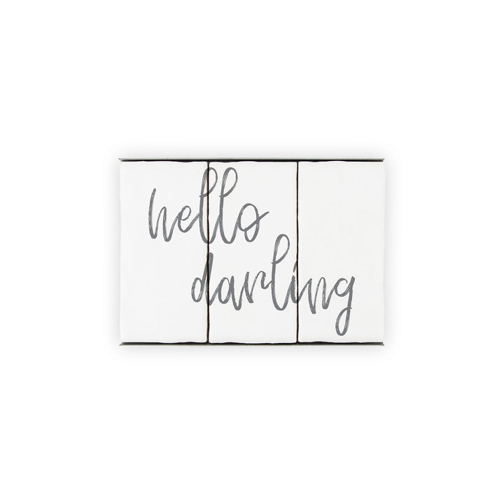 Ceramic Tile Home Sign - Hello Darling - 3 Tile Sign
