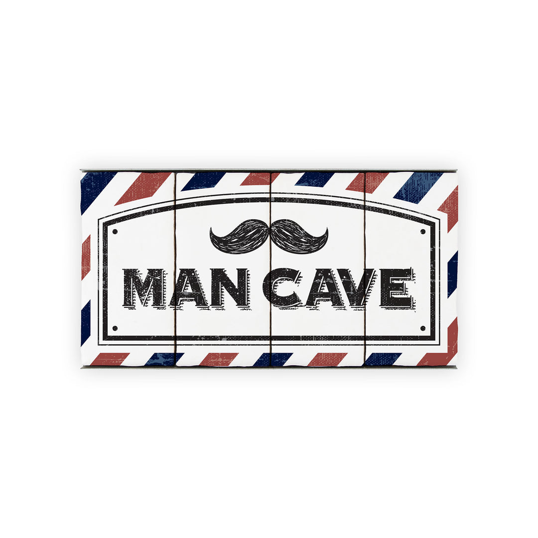 Ceramic Tile Home Sign - Man Cave Barber Shop - 4 Tile Set