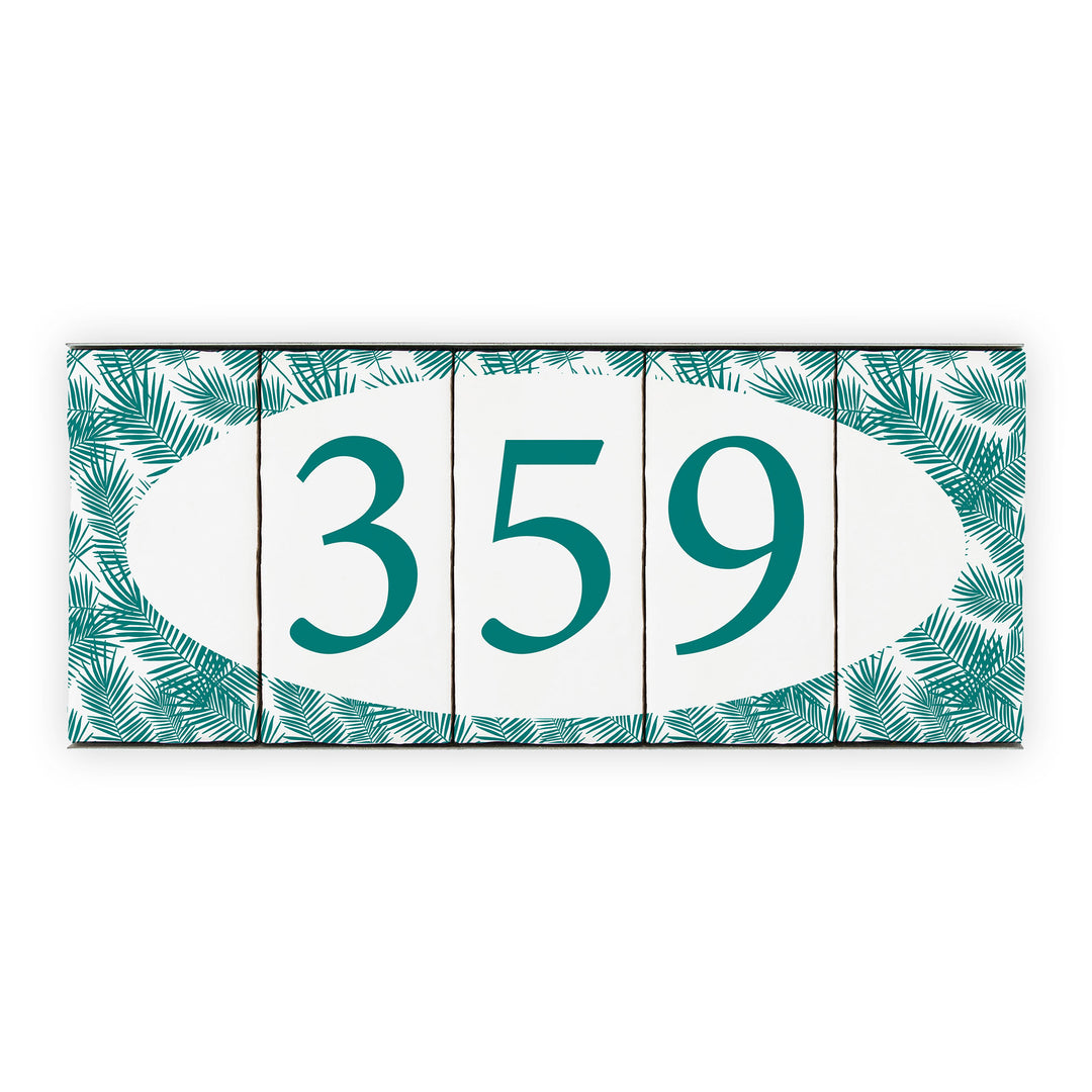 Ceramic Tile House Number - Miami Palm Design - Three Number Set