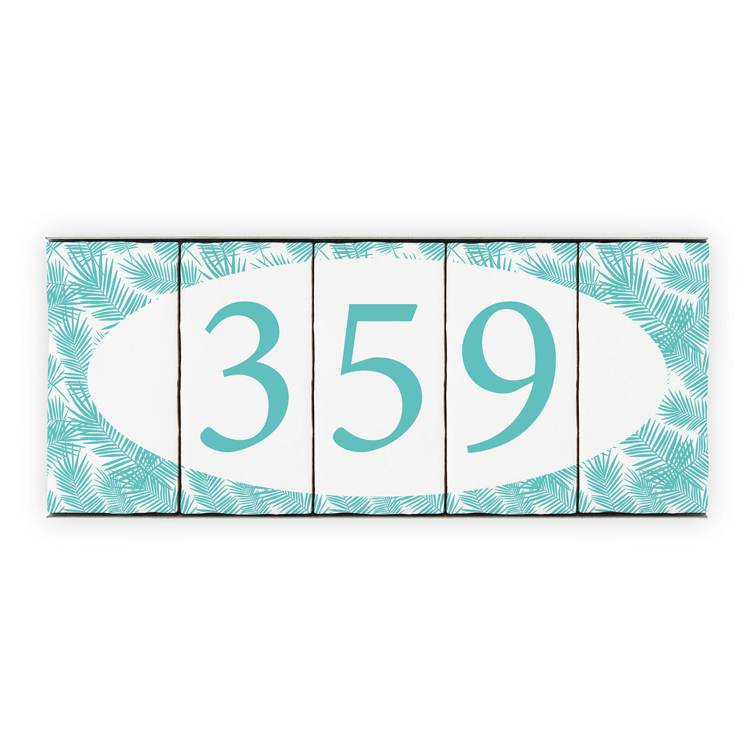 Ceramic Tile House Number - Miami Palm Design - Three Number Set