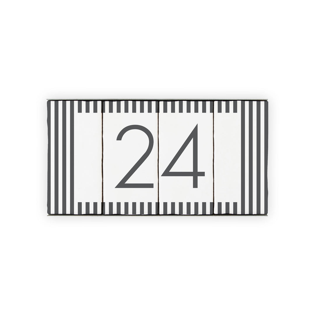 Ceramic Tile House Number - Nautical Stripe Design - Two Number Set