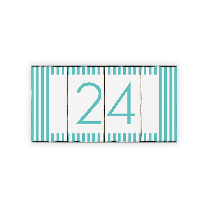 Ceramic Tile House Number - Nautical Stripe Design - Two Number Set