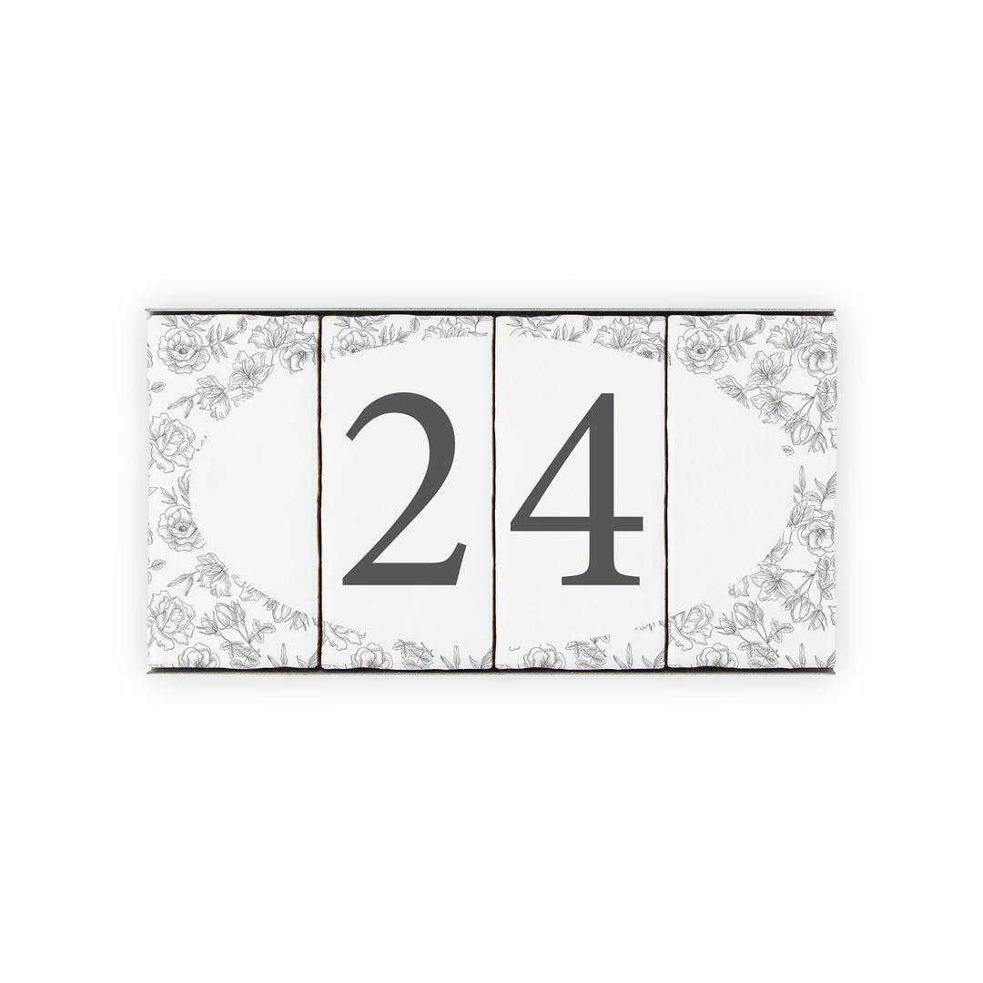 Ceramic Tile House Number - Vintage Rose Design - Two Number Set