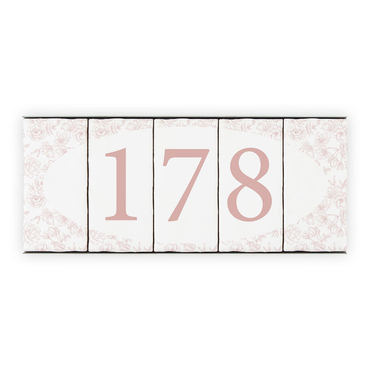 Ceramic Tile House Number - Vintage Rose Design - Three Number Set