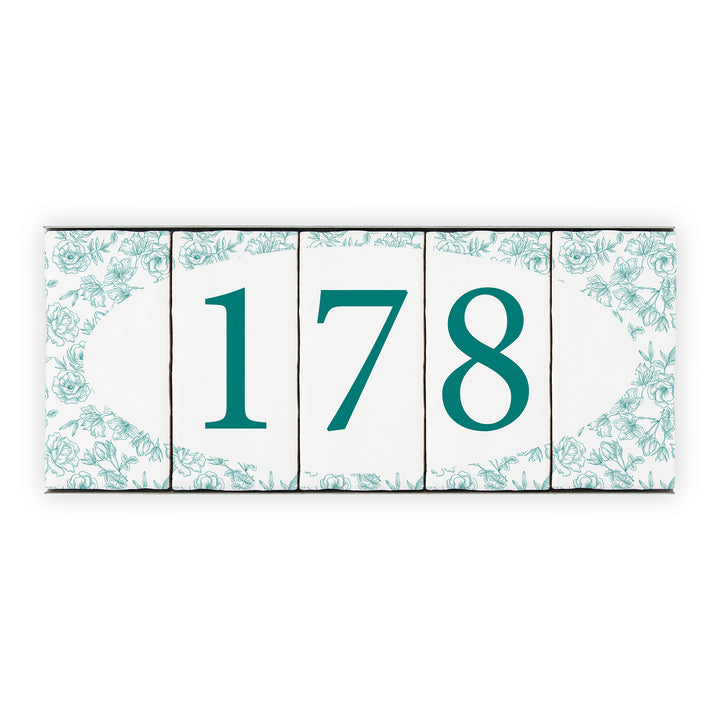 Ceramic Tile House Number - Vintage Rose Design - Three Number Set